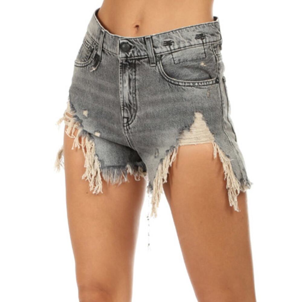 R13 Shredded Slouch Denim Short Leyton Black Made in Italy Size 29